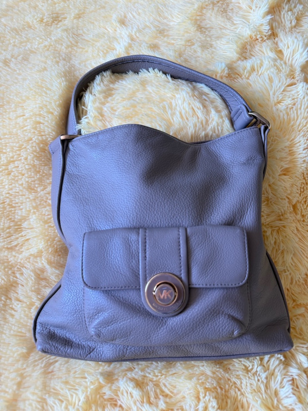 Michael Kors Pebbled Leather Shoulder Bag in Taupe Gray